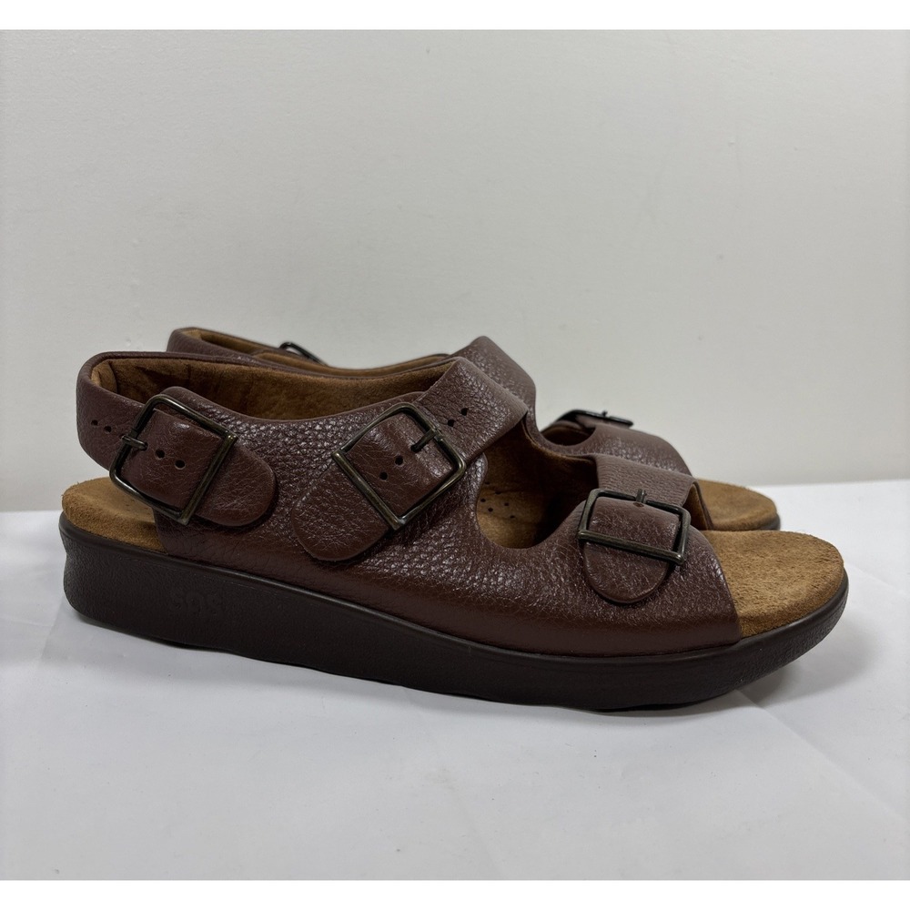 SAS Relaxed Tripad Women's 9.5N Comfort Brown Leather Adjustable Strap Sandals